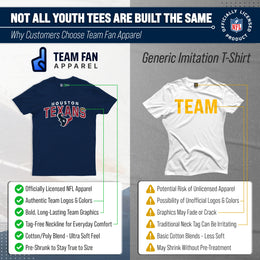 Houston Texans NFL Youth Starting Fresh Tee- Pro Football Tag-Less T-Shirt For Boys & Girls - Navy