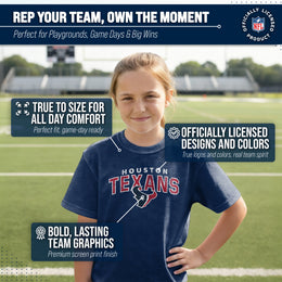 Houston Texans NFL Youth Starting Fresh Tee- Pro Football Tag-Less T-Shirt For Boys & Girls - Navy