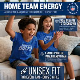 Indianapolis Colts NFL Youth Starting Fresh Tee- Pro Football Tag-Less T-Shirt For Boys & Girls - Royal