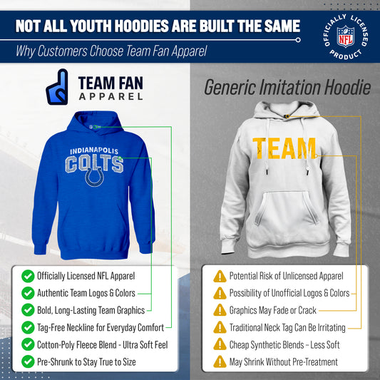 Indianapolis Colts NFL Youth Starting Fresh Hoodie- Pro Football Sweatshirt for Boys and Girls - Royal