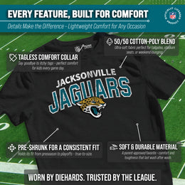 Jacksonville Jaguars NFL Youth Starting Fresh Tee- Pro Football Tag-Less T-Shirt For Boys & Girls - Black