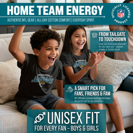 Jacksonville Jaguars NFL Youth Starting Fresh Tee- Pro Football Tag-Less T-Shirt For Boys & Girls - Black