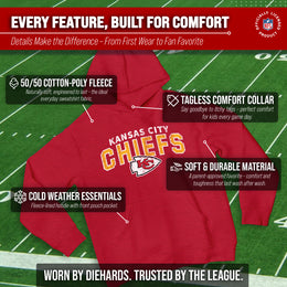 Kansas City Chiefs NFL Youth Starting Fresh Hoodie- Pro Football Sweatshirt for Boys and Girls - Red