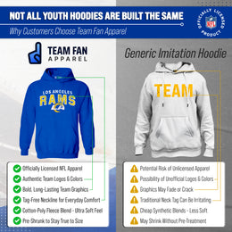 Los Angeles Rams NFL Youth Starting Fresh Hoodie- Pro Football Sweatshirt for Boys and Girls - Royal