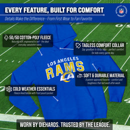 Los Angeles Rams NFL Youth Starting Fresh Hoodie- Pro Football Sweatshirt for Boys and Girls - Royal