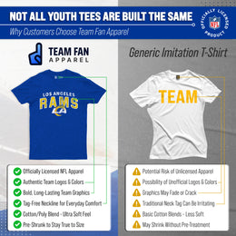 Los Angeles Rams NFL Youth Starting Fresh Tee- Pro Football Tag-Less T-Shirt For Boys & Girls - Royal