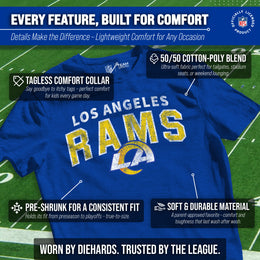 Los Angeles Rams NFL Youth Starting Fresh Tee- Pro Football Tag-Less T-Shirt For Boys & Girls - Royal