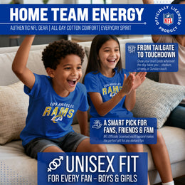 Los Angeles Rams NFL Youth Starting Fresh Tee- Pro Football Tag-Less T-Shirt For Boys & Girls - Royal