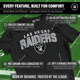 Las Vegas Raiders NFL Youth Starting Fresh Tee- Pro Football Tag-Less T-Shirt For Boys & Girls - Black