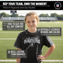 Las Vegas Raiders NFL Youth Starting Fresh Tee- Pro Football Tag-Less T-Shirt For Boys & Girls - Black