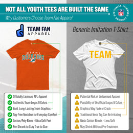 Miami Dolphins NFL Youth Starting Fresh Tee- Pro Football Tag-Less T-Shirt For Boys & Girls - Orange
