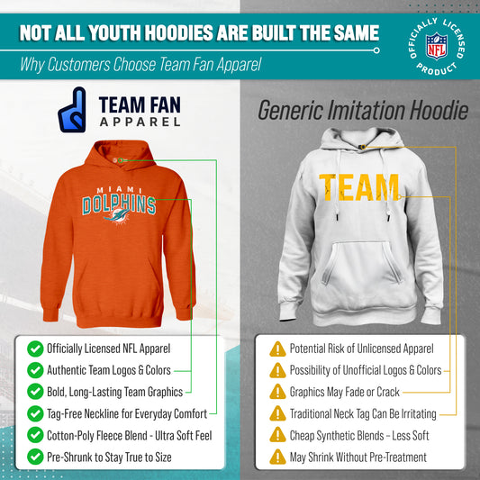 Miami Dolphins NFL Youth Starting Fresh Hoodie- Pro Football Sweatshirt for Boys and Girls - Orange