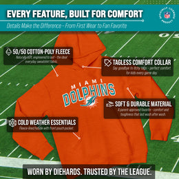 Miami Dolphins NFL Youth Starting Fresh Hoodie- Pro Football Sweatshirt for Boys and Girls - Orange