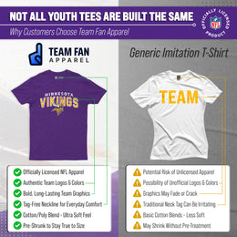 Minnesota Vikings NFL Youth Starting Fresh Tee- Pro Football Tag-Less T-Shirt For Boys & Girls - Purple