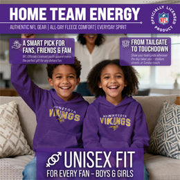 Minnesota Vikings NFL Youth Starting Fresh Hoodie- Pro Football Sweatshirt for Boys and Girls - Purple
