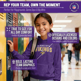 Minnesota Vikings NFL Youth Starting Fresh Hoodie- Pro Football Sweatshirt for Boys and Girls - Purple