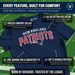 New England Patriots NFL Youth Starting Fresh Tee- Pro Football Tag-Less T-Shirt For Boys & Girls - Navy