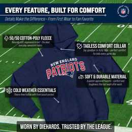 New England Patriots NFL Youth Starting Fresh Hoodie- Pro Football Sweatshirt for Boys and Girls - Navy