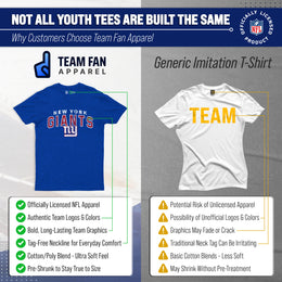 New York Giants NFL Youth Starting Fresh Tee- Pro Football Tag-Less T-Shirt For Boys & Girls - Royal