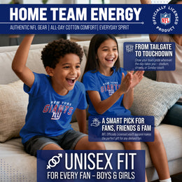 New York Giants NFL Youth Starting Fresh Tee- Pro Football Tag-Less T-Shirt For Boys & Girls - Royal