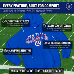 New York Giants NFL Youth Starting Fresh Hoodie- Pro Football Sweatshirt for Boys and Girls - Royal