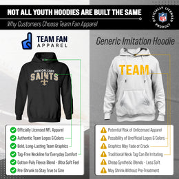 New Orleans Saints NFL Youth Starting Fresh Hoodie- Pro Football Sweatshirt for Boys and Girls - Black