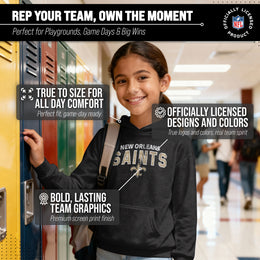 New Orleans Saints NFL Youth Starting Fresh Hoodie- Pro Football Sweatshirt for Boys and Girls - Black