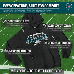Philadelphia Eagles NFL Youth Starting Fresh Hoodie- Pro Football Sweatshirt for Boys and Girls - Black
