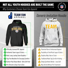Pittsburgh Steelers NFL Youth Starting Fresh Hoodie- Pro Football Sweatshirt for Boys and Girls - Black