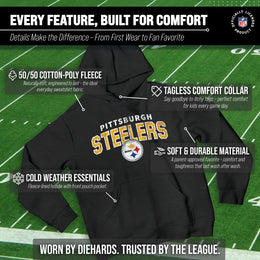 Pittsburgh Steelers NFL Youth Starting Fresh Hoodie- Pro Football Sweatshirt for Boys and Girls - Black