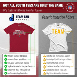 Tampa Bay Buccaneers NFL Youth Starting Fresh Tee- Pro Football Tag-Less T-Shirt For Boys & Girls - Red