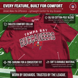 Tampa Bay Buccaneers NFL Youth Starting Fresh Tee- Pro Football Tag-Less T-Shirt For Boys & Girls - Red