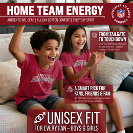 Tampa Bay Buccaneers NFL Youth Starting Fresh Tee- Pro Football Tag-Less T-Shirt For Boys & Girls - Red