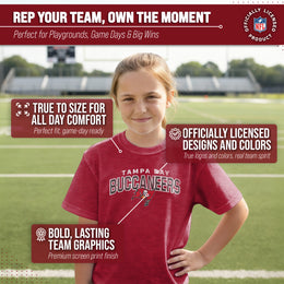 Tampa Bay Buccaneers NFL Youth Starting Fresh Tee- Pro Football Tag-Less T-Shirt For Boys & Girls - Red