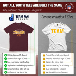 Washington Commanders NFL Youth Starting Fresh Tee- Pro Football Tag-Less T-Shirt For Boys & Girls - Maroon