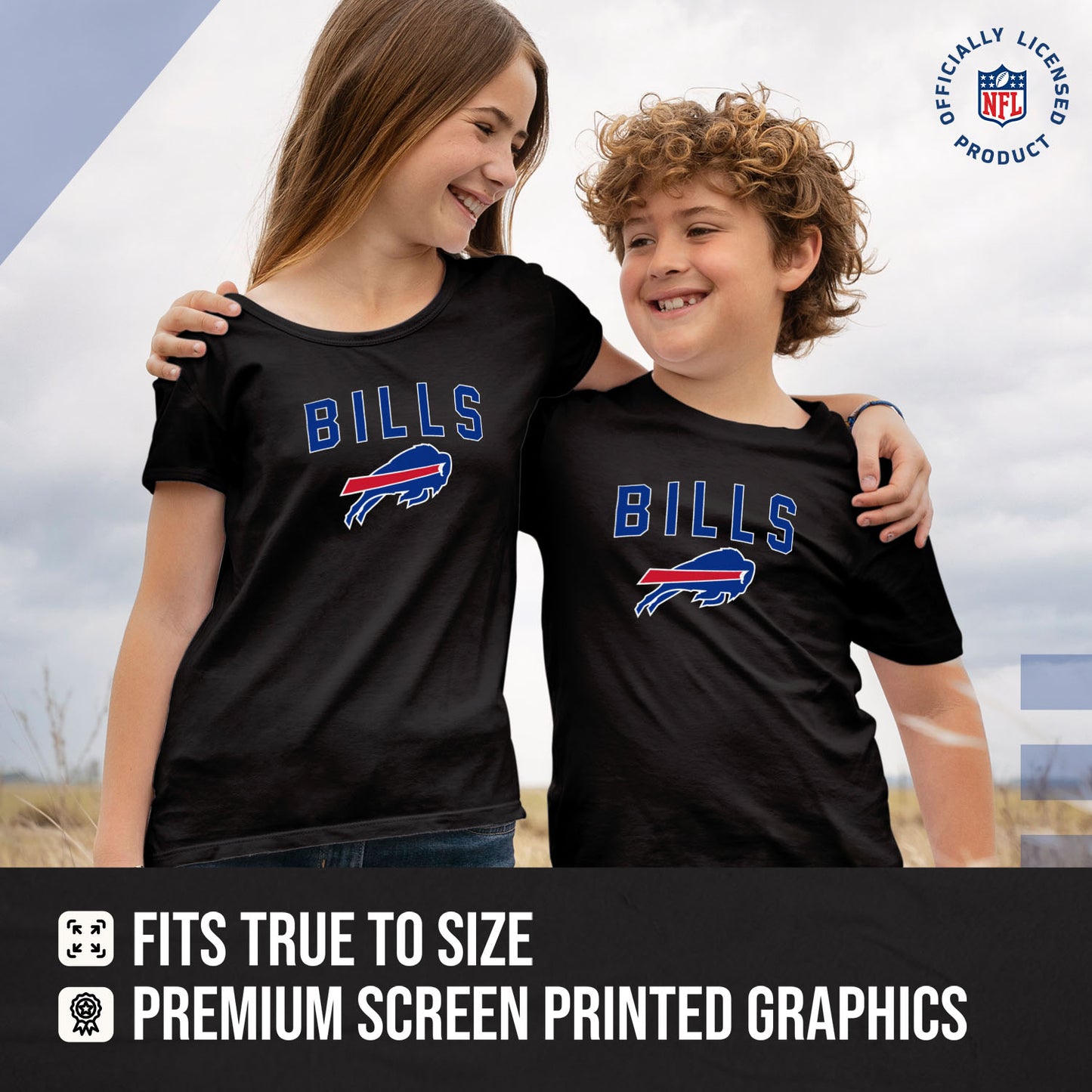 Buffalo Bills NFL Youth Home Team Tee- Youth Pro Football T-Shirt For Boys & Girls Kids clothes - Black