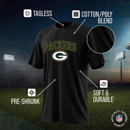 Green Bay Packers NFL Youth Home Team Tee- Youth Pro Football T-Shirt For Boys & Girls Kids clothes - Black