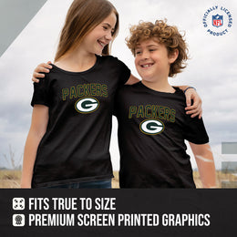 Green Bay Packers NFL Youth Home Team Tee- Youth Pro Football T-Shirt For Boys & Girls Kids clothes - Black