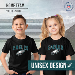 Philadelphia Eagles NFL Youth Home Team Tee- Youth Pro Football T-Shirt For Boys & Girls Kids clothes - Black