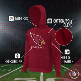 Arizona Cardinals NFL Youth Run City Hoodie- Kids Pro Football Pullover Sweatshirt- Officially Licensed - Cardinal