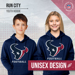 Houston Texans NFL Youth Run City Hoodie- Kids Pro Football Pullover Sweatshirt- Officially Licensed - Navy