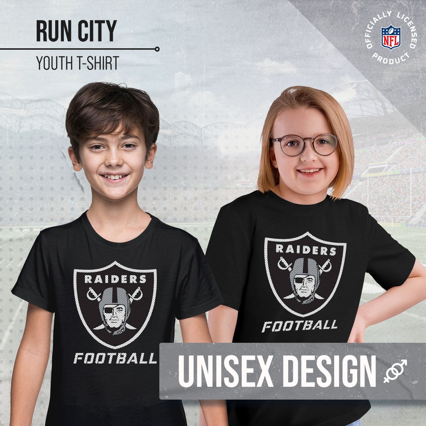 Las Vegas Raiders NFL Youth Run City Tee - Black