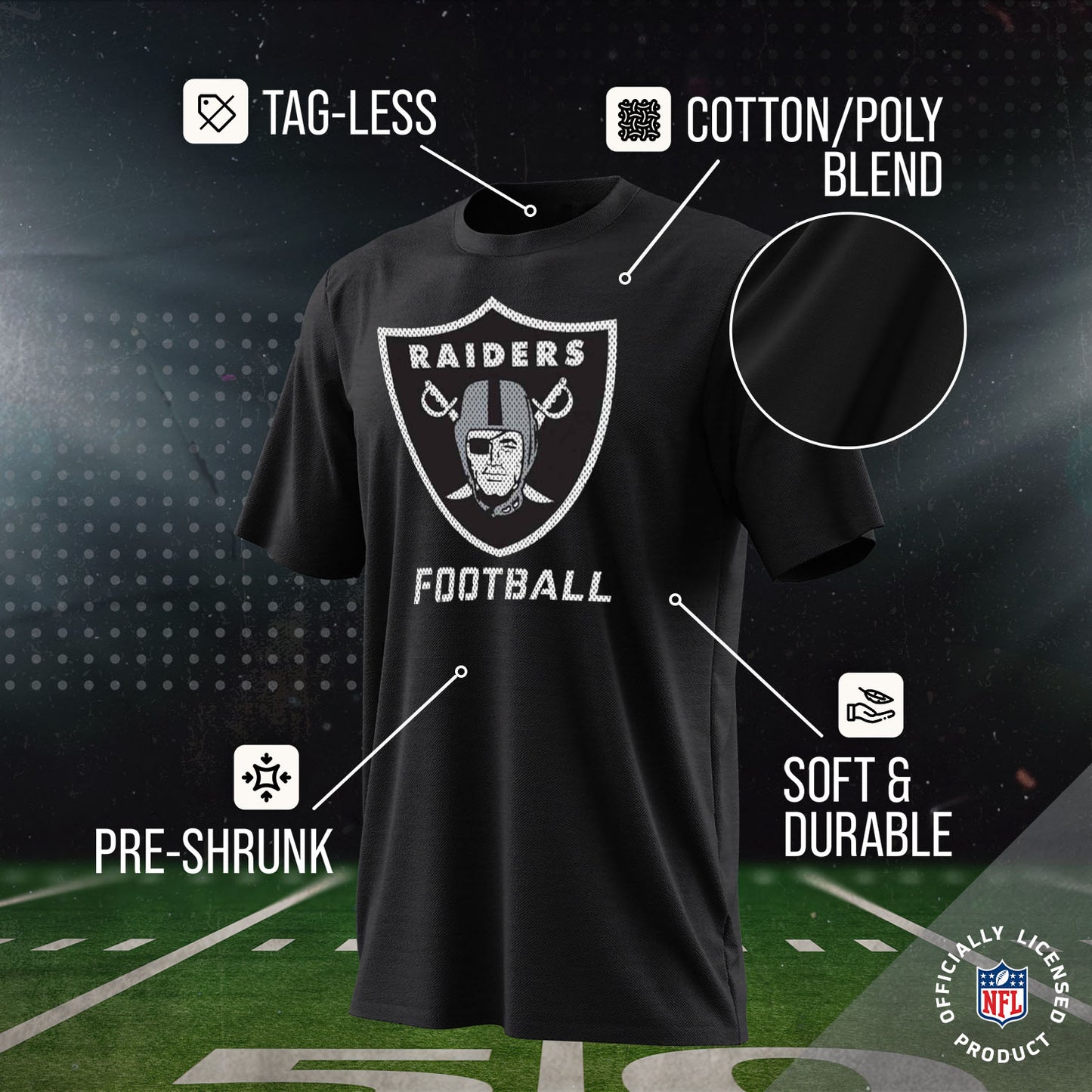 Las Vegas Raiders NFL Youth Run City Tee - Black