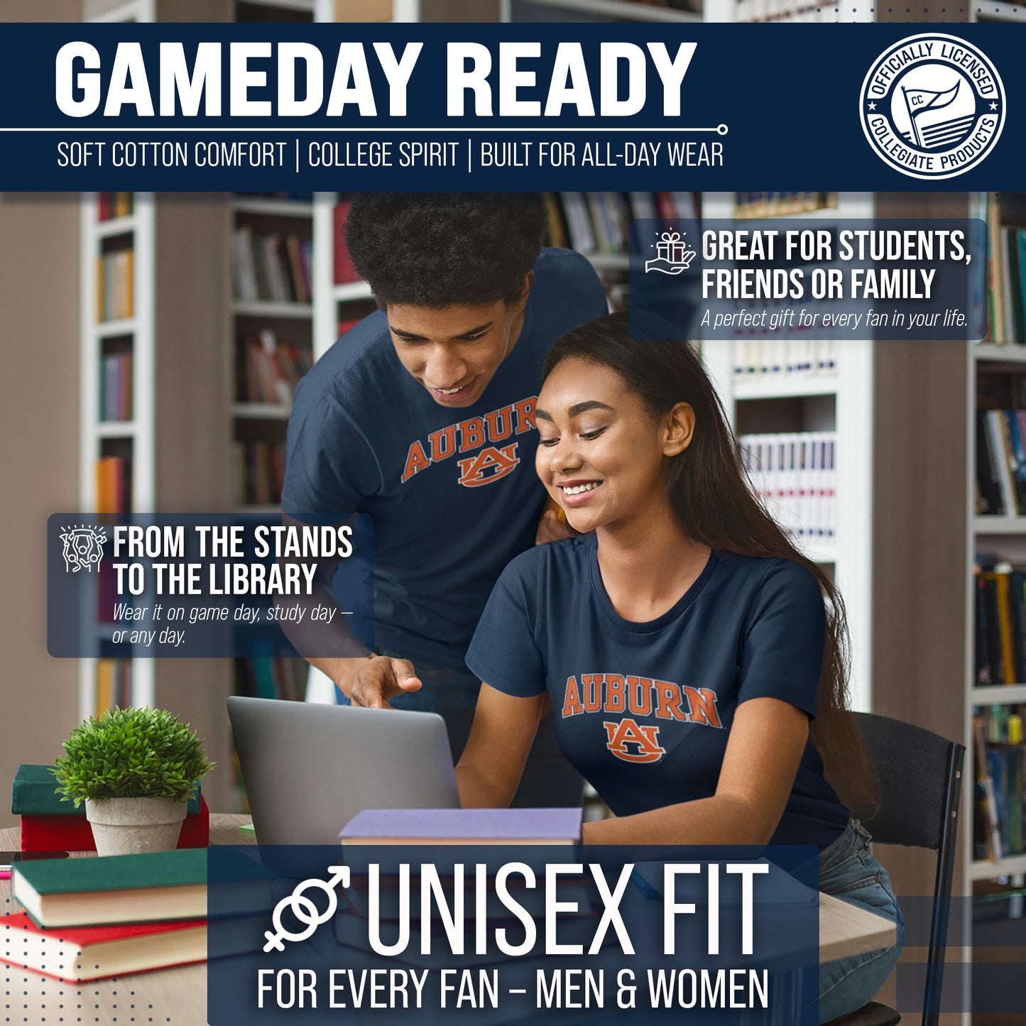 Auburn Tigers NCAA Adult Gameday Cotton T-Shirt - Navy