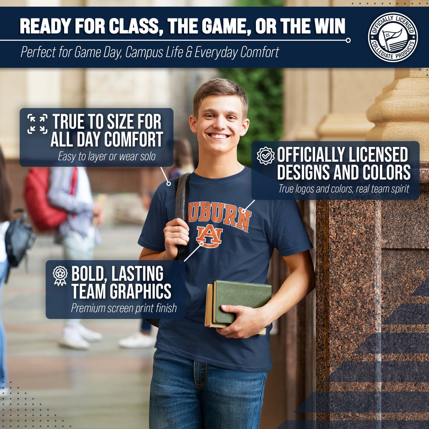 Auburn Tigers NCAA Adult Gameday Cotton T-Shirt - Navy