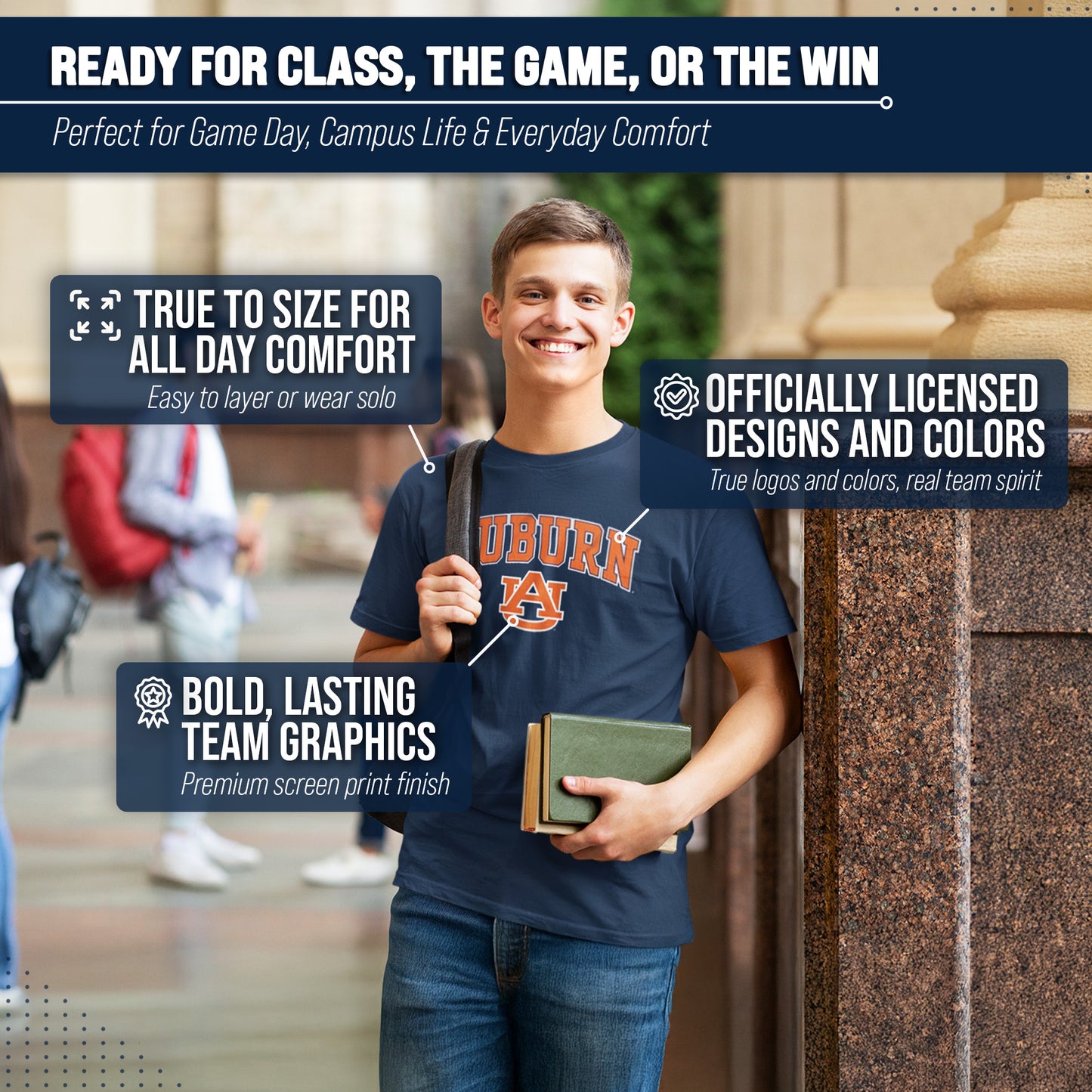 Auburn Tigers NCAA Adult Gameday Cotton T-Shirt - Navy