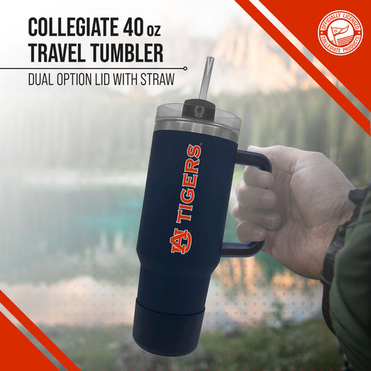 Auburn Tigers College & University 40 oz Travel Tumbler With Handle - Navy
