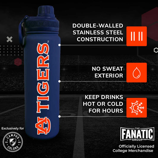Auburn Tigers NCAA Stainless Steel Water Bottle - Navy