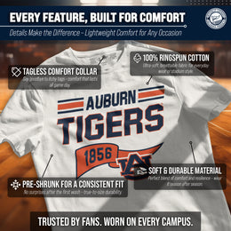 Auburn Tigers NCAA Adult Unisex Varsity Club Pennant T-Shirt Tag-Less - Off White