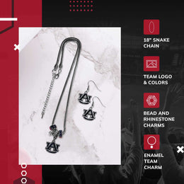 Auburn Tigers Collegiate Game Day Necklace and Earrings - Silver